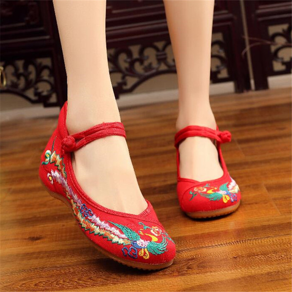 fashion high heels for women 2019 new mbroidered cloth shoes ethnic style beef bottom increased dance shoes X92