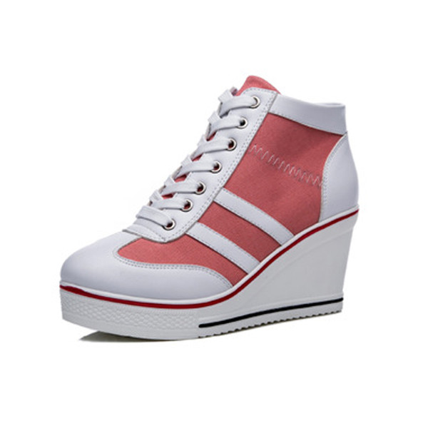 2019 new wedge with shoes casual canvas shoes female side link with sponge cake and women's shoes 8 cm high heels .SP-061