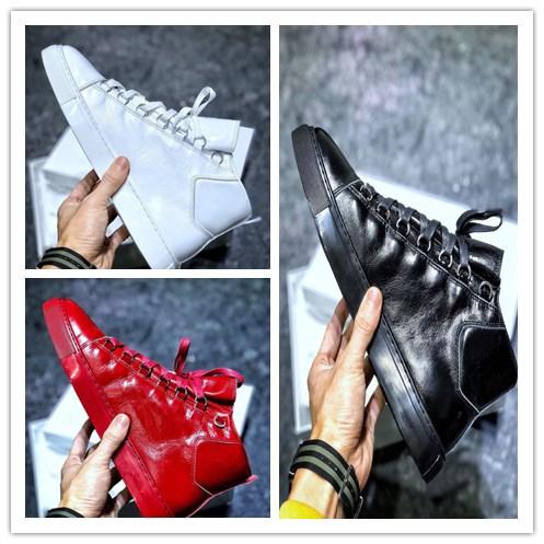 top quality Arena real Leather S Casual Shoes Luxury Brand Designer High-Top black white red shoes Sneakers With Box