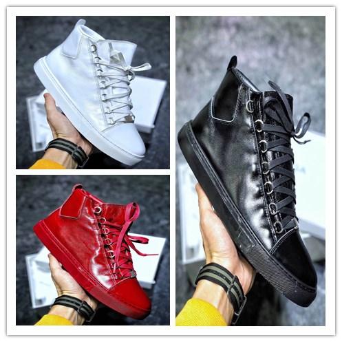 top quality Arena Leather S Casual Shoes Luxury Brand Designer High-Top black white red shoes Sneakers With Box size 39 40 41 42 43 44