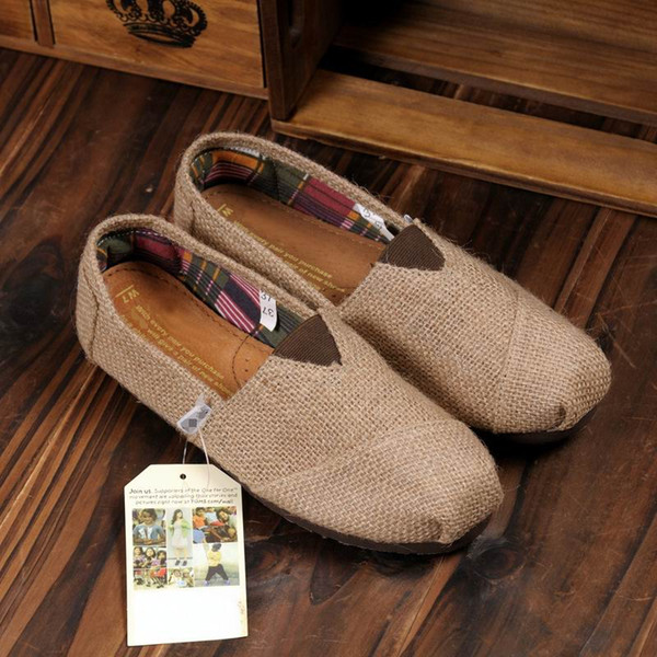 Hot Sale-dorp Linen Multi Casual Fashion Women men Shoes Flat Platform Lazy Breathable Espadrilles Canvas Shoes 2colors