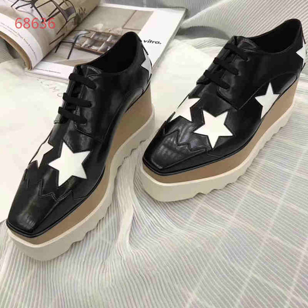 pantshoes Fashion Shoes Genuine Leather Casual colors matching Stitching Lattice Canvas lace-up star pattern Shoes Jogging Shoe