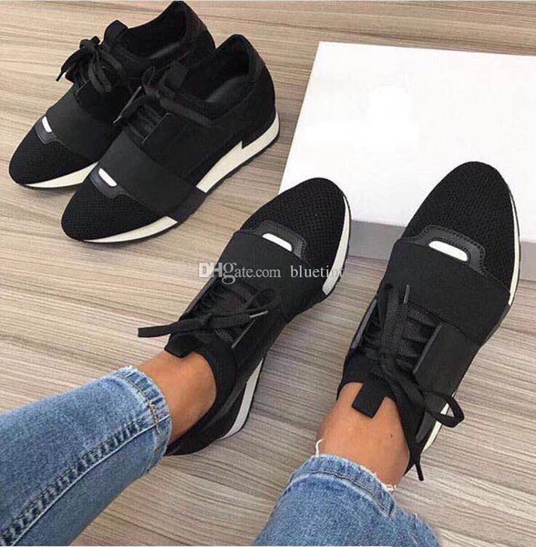 Hot!!2019 Fashion luxury Designer Sneaker Man Woman Casual Shoes Genuine Leather Mesh pointed toe Race Runner Shoes Outdoors Trainers