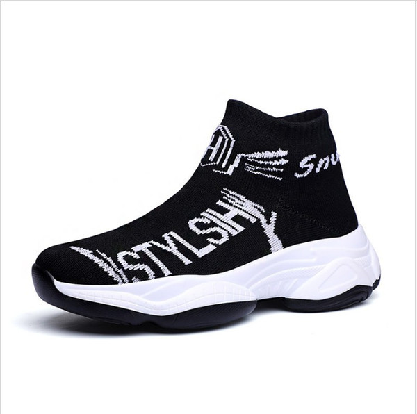 2019 Man casual Knit sock Shoes Speed Trainer Black Red Triple Fashion Socks SneakerTrainer shoes Size 39 -44