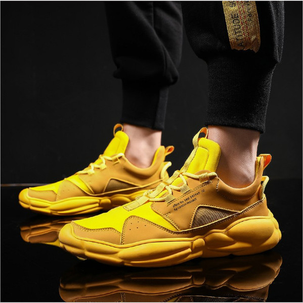 Sporing new High Quality Men Casual sport Shoes Black/ Red /yellow Running shoes breathable lightweight Men's Flats Sneakers size 39-44