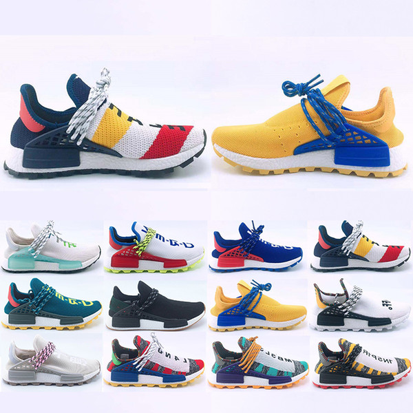 With Box Human Race Hu trail casual Shoes Men Women Pharrell Williams Yellow noble ink Black Red Designer Sports Trainer Sneakers 36-47