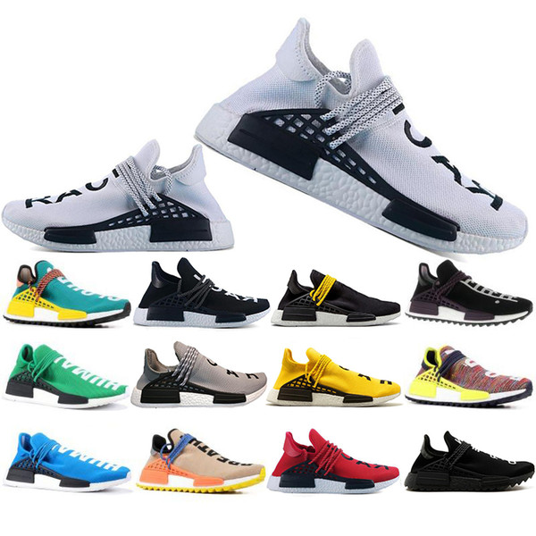 Wholesale New Human Race Hu trail pharrell williams Classic men Casual shoes Nerd black cream mens trainer women designer sports sneakers