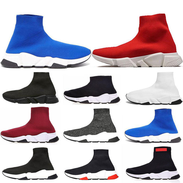 New Arrival Luxury Sock Shoes 2019 Designer Brand Speed Trainer Casual Sneakers Speed Trainer Sock Race Runners black men women Shoe 36-45