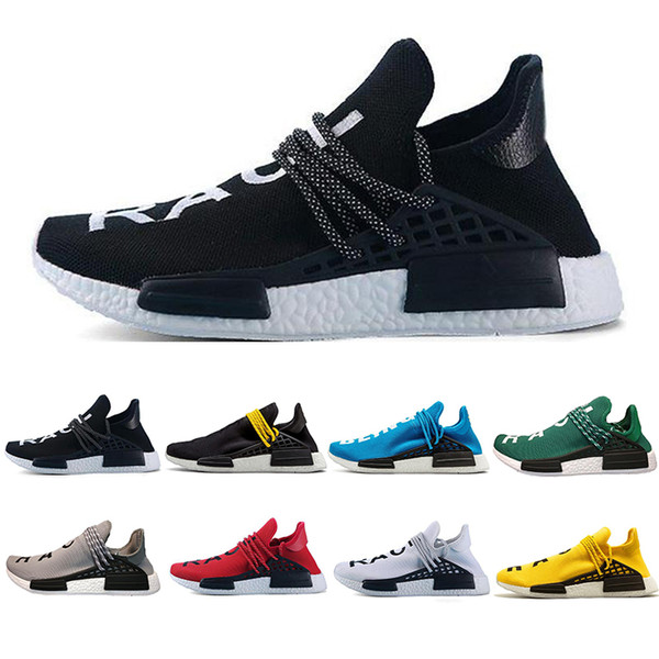 Cheap New Human Race trail Running Shoes Men Women Pharrell Williams HU Runner Yellow Black White Red Green Grey blue sports brand sneakers