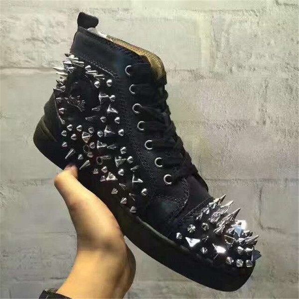 suede High Top Studded Spikes Casual Flats Luxury Shoes Brand New For Men and Women Party Designer Sneakers