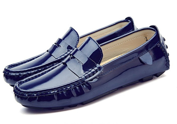 Men's Shoes Patent leather Loafers Handmade Italian Designer Metal Letter Buckle Slip On Boat Shoes 38-48