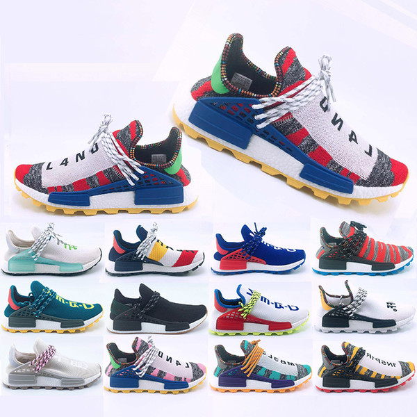 High Quality Human Race Hu trail casual Shoes Men Women Pharrell Williams Yellow noble ink Black Red Designer Sports Trainer Sneakers 36-47