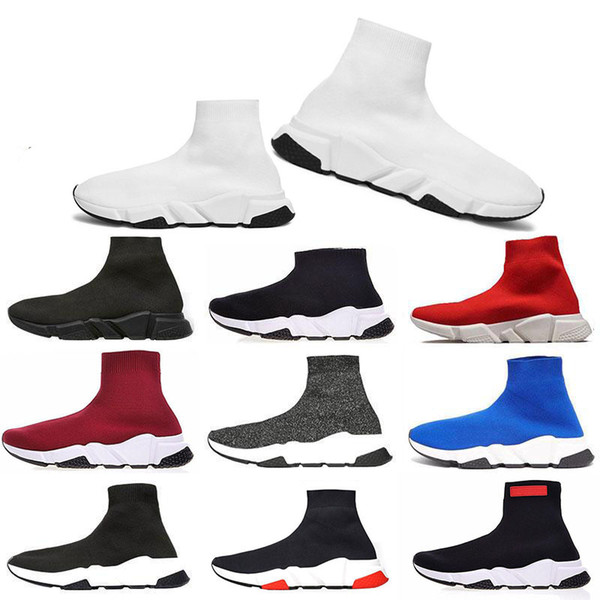 New Classic Luxury Sock Shoes 2019 Designer Brand Speed Trainer Casual Sneakers Speed Trainer Sock Race Runners black men women Shoe 36-45