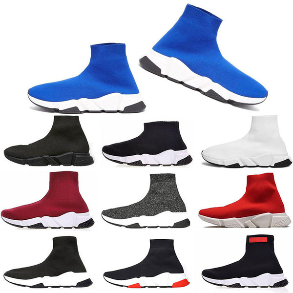 Wholesale New Luxury Sock Shoes 2019 Designer Brand Speed Trainer Casual Sneakers Speed Trainer Sock Race Runners black men women Shoe 36-45