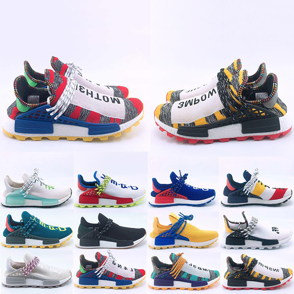 Top Fashion Human Race Hu trail casual Shoes Men Women Pharrell Williams Yellow noble ink Black Red Designer Sports Trainer Sneakers 36-47