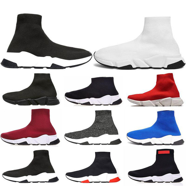 2019 New Luxury Sock Shoes Casual Brand Designer Speed Trainer Sneakers Speed Trainer Sock Race Runners black Shoes men women Shoe 36-45