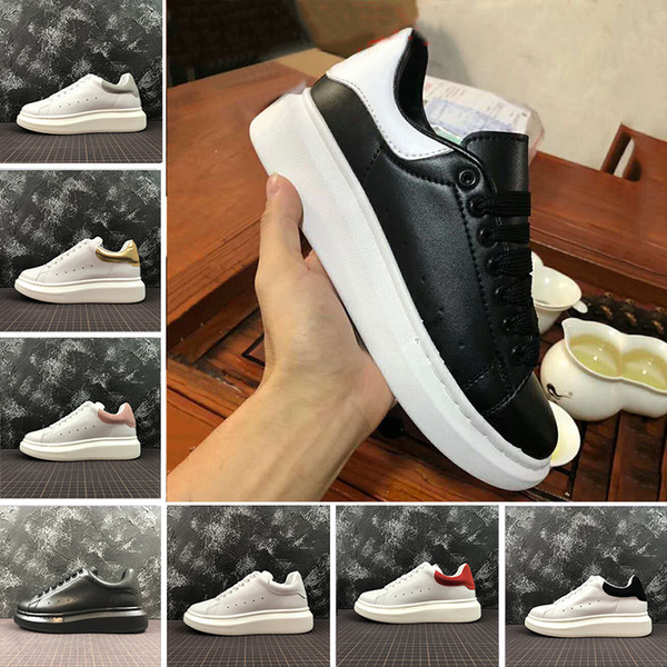 Free Shipping Platform Shoes Brand Luxury Designer Black white red men Women Gold Low Cut Leather Flat designers Casual Shoe sneakers 36-44