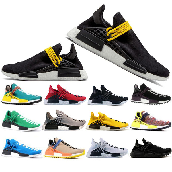 With Box Human Race Hu trail pharrell williams Classic men Casual shoes Nerd black cream mens trainer women designer sports sneakers