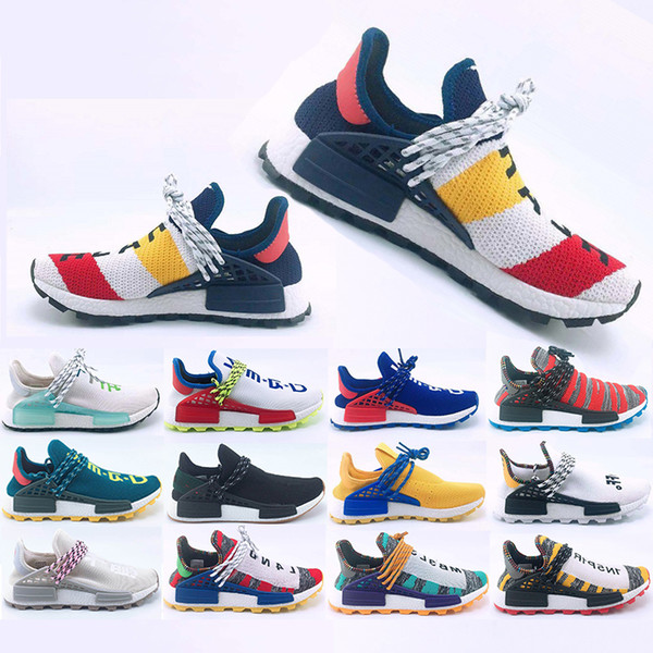 2019 New Human Race Hu trail casual Shoes Men Women Pharrell Williams Yellow noble ink Black Red Designer Sports Trainer Sneakers 36-47