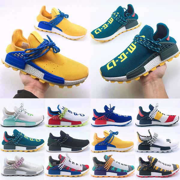 Free Shipping Human Race Hu trail casual Shoes Men Women Pharrell Williams Yellow noble ink Black Red Designer Sports Trainer Sneakers 36-47