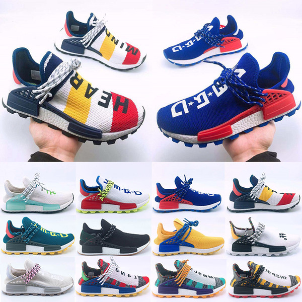 Hot Sale Human Race Hu trail casual Shoes Men Women Pharrell Williams Yellow noble ink Black Red Designer Sports Trainer Sneakers 36-47