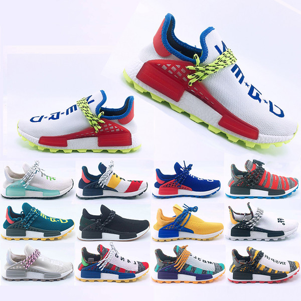 Cheaper New Human Race Hu trail casual Shoes Men Women Pharrell Williams Yellow noble ink Black Red Designer Sports Trainer Sneakers 36-47