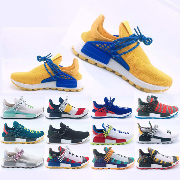 Wholesale New Human Race Hu trail casual Shoes Men Women Pharrell Williams Yellow noble ink Black Red Designer Sports Trainer Sneakers 36-47