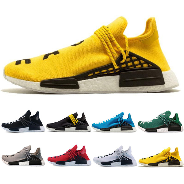 Cheap New Human Race trail Running Shoes Men Women Pharrell Williams HU Runner Yellow Black White Red Green Grey blue sports brand sneakers