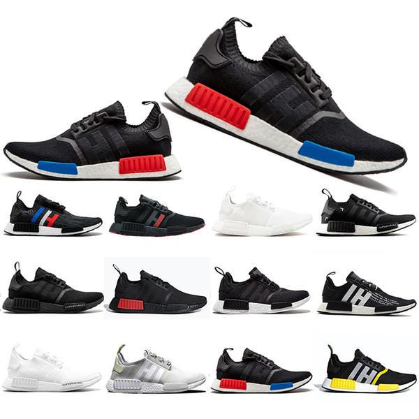 Direct Selling R1 Thunder Bred OREO Runner Primeknit OG atmos Japan Triple black White Men Women Red Marble Sport sneakers Casual Shoe 36-45