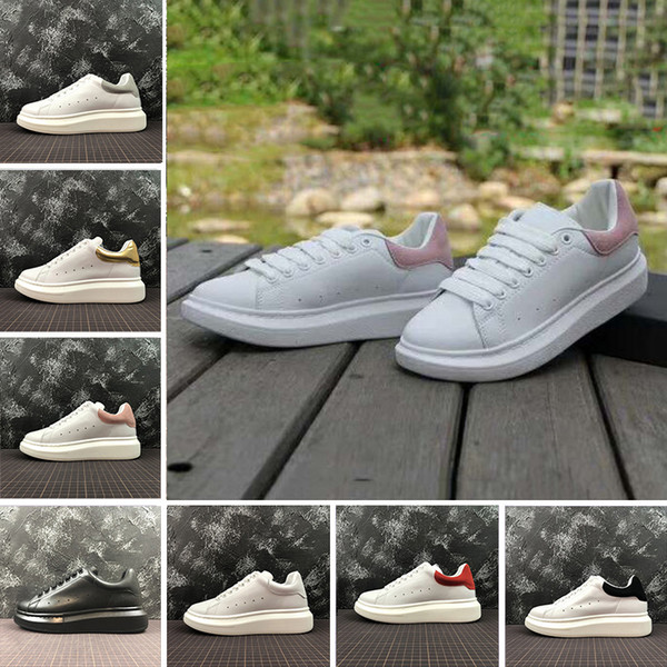 Free Shipping Platform Shoes Brand Casual Luxury Designer Black white red men Women Gold Low Cut Leather Flat designers sneakers 36-44