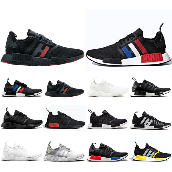 With Box R1 Thunder Bred OREO Runner Primeknit OG atmos Japan Triple black White Men Women Red Marble Sports sneakers Casual Shoes 36-45