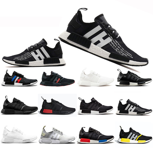 Top Fashion R1 Thunder Bred OREO Runner Primeknit OG atmos Japan Triple black White Men Women Red Marble Sports sneakers Casual Shoe 36-45