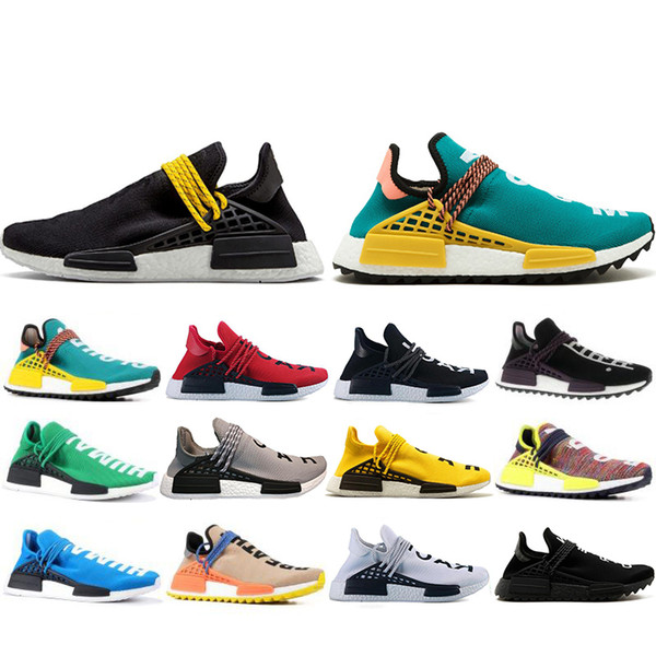 With Box Human Race Hu trail pharrell williams 2019 men Casual shoes Nerd black cream mens trainer women designer sports sneakers 36-47