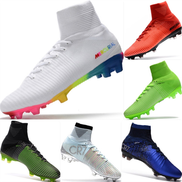 2018 Kids Casual Soccer Shoes Mercurial CR7 Superfly V FG Boys Football Boots Magista Obra 2 Women Youth Soccer Cleats Cristiano Ronaldo