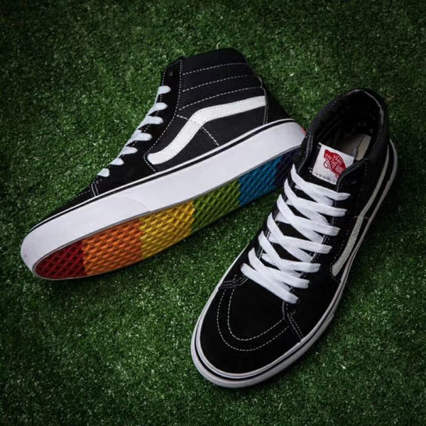 New Designer Sneakers Old Skool High Low-top CLASSICS Unisex Mens &women Skateboarding Shoes Rainbow Bottom Sports Canvas Shoes