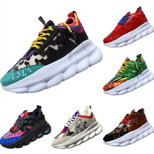 2019 Chain Reaction Genuine Leather Decorate Fur & Mesh Casual Shoes Chain Reaction Cushioning Thick Sole Lovers Shoes