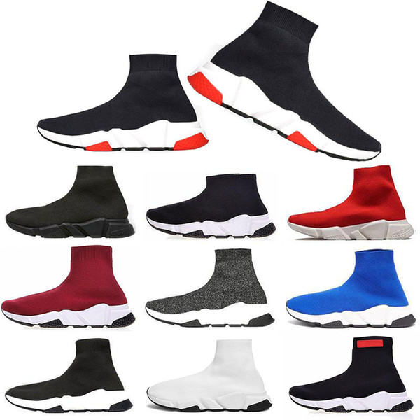 2019 New Luxury Sock Shoes Designer Brand Speed Trainer Casual Sneakers Speed Trainer Sock Race Runners black men women Shoe Size 36-45