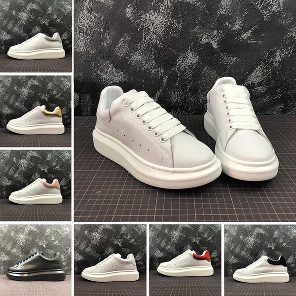 Top Fashion Platform Shoes Brand Luxury Designer Black white red 2019 men Women Gold Low Cut Leather Flat Casual Shoe sneakers 36-44