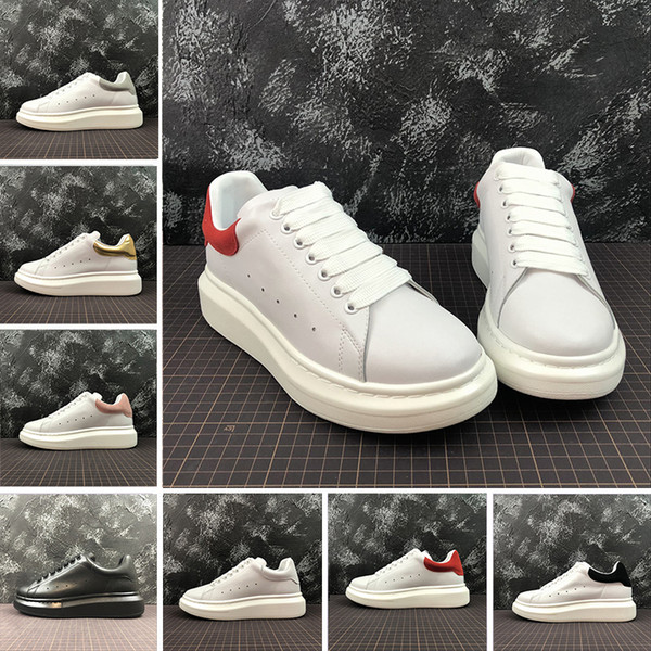 Hot Sale Platform Shoes Brand Luxury Designer Black white red 2019 men Women Gold Low Cut Leather Flat Casual Shoe sneakers 36-44