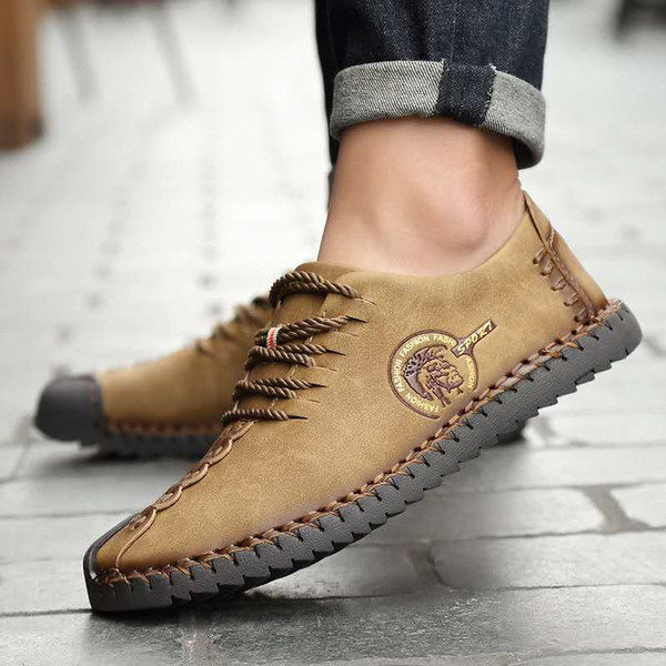 Fashion Trend Spring and Autumn Men's Shoes Men's Business Leisure Leather Shoes Lace Youth Fashion Soft Leather Shoes Men