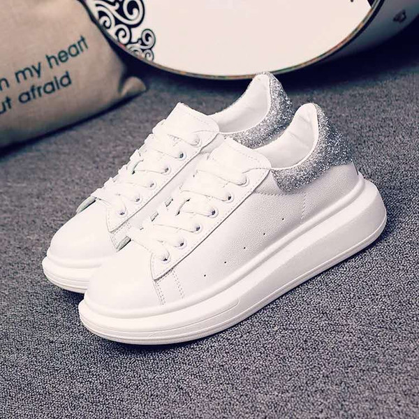 Shoes in autumn breathable small white shoes couple leisure shoes men's thick soles increase white sneakers trend students'shoes classic sne