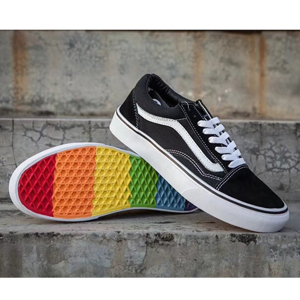 New Designer Sneakers Old Skool High Low-top CLASSICS Unisex Mens &women Skateboarding Shoes Rainbow Bottom Sports Canvas Shoes