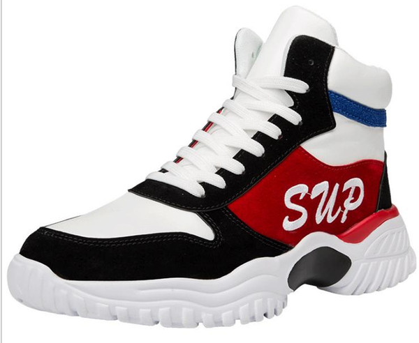 2019 men's leather sports shoes students youth high shoes shike85