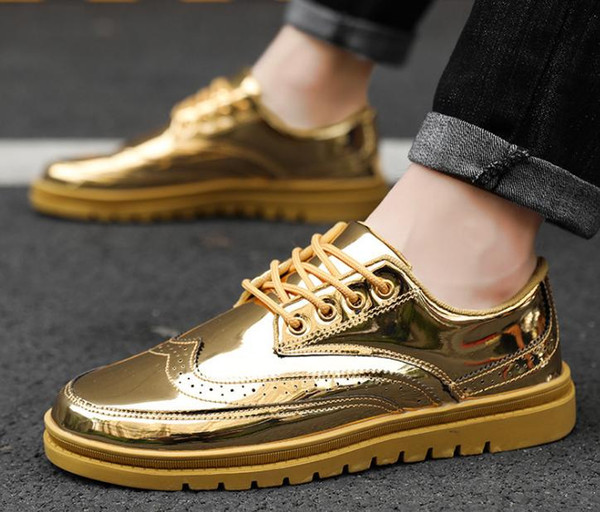 Spring and Autumn Night Shop low-top shoes men's sports and leisure men's shoes hair stylist gold shoes shike63