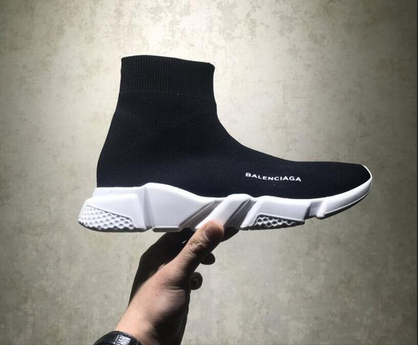 High Quality Casual Sports Shoes Sock Boots Women New Slip-on Elastic Cloth Speed Trainer Runner Men all black Designer Running Shoes 36-45