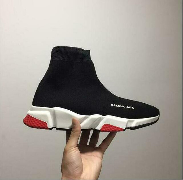 Cheap 2017 High Quality Sports Shoes Flat Fashion Luxury Socks Boots Woman New Slip-on Elastic Cloth Speed Trainer Man Designer Shoes