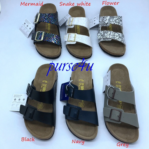 Men's Clogs PU Leather Two Strap Slides Casual Sandals for Men and Women Designer Brand Shoes Cork Arizona Berks Flip Flops