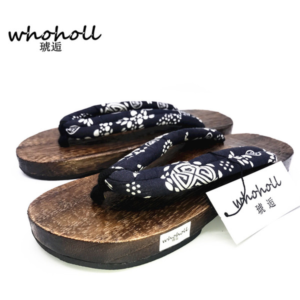 WHOHOLL Summer Japanese Geta Clogs Flip-flops Man Sandals Paulownia Wooden SlippersMan Sandals Paulownia Wooden Slippers