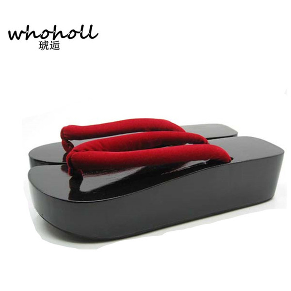 Whoholl Man Women flip-flops summer sandals platform wedge Japanese wooden geta cosplay costumes shoes clogs shoes female sandalias