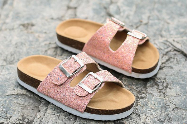 Summer Fashion Flash Ladies Double Button Cork Slippers Sandals